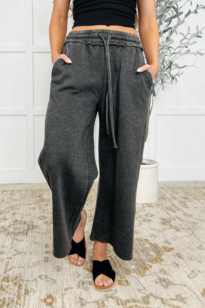 Wide Leg Cropped Pants Ash Black