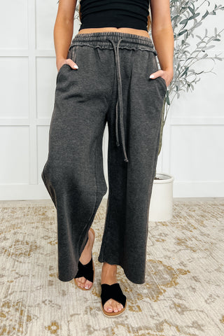 Wide Leg Cropped Pants Ash Black