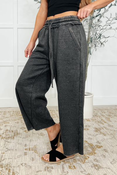 Wide Leg Cropped Pants Ash Black