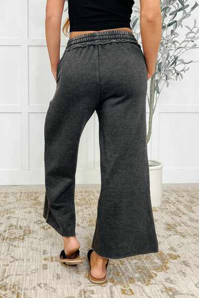 Wide Leg Cropped Pants Ash Black