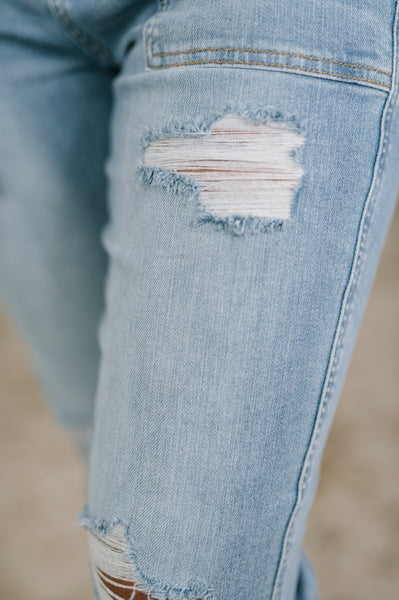 Judy Blue Patch Pocket Distressed Boyfriend Jeans