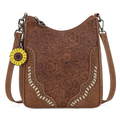 Embossed Tooled Floral Pattern Purse