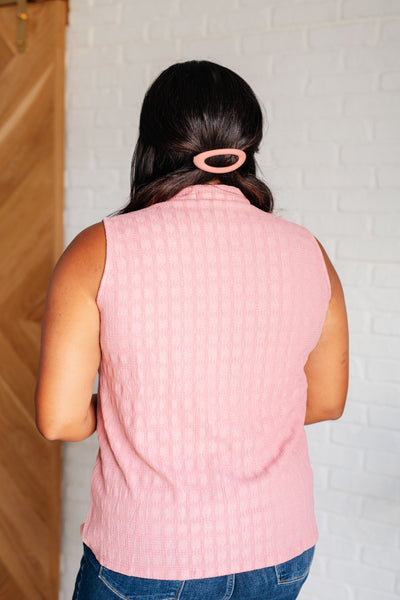 Pleat Front Sleeveless Blouse in Pink