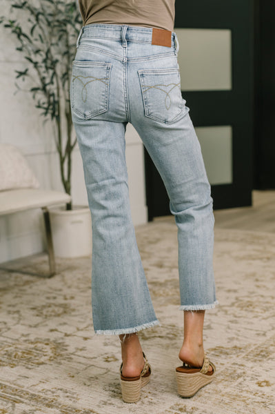 Mid Rise Judy Blue Jeans with Frayed Hem