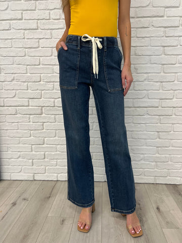 Judy Blue Drawstring Wide Leg Jeans