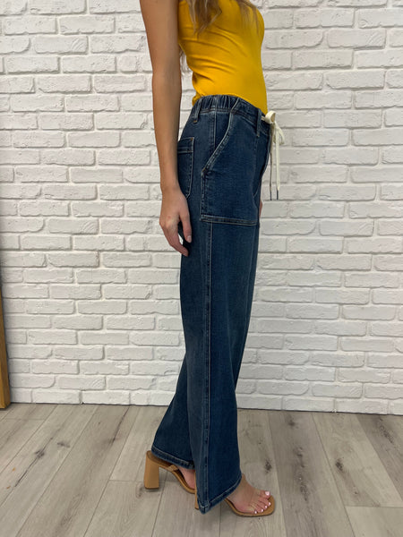 Judy Blue Drawstring Wide Leg Jeans