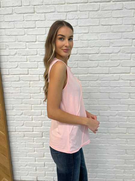 Pleat Detail Sleeveless Top in Pink