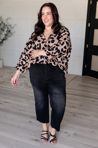 Taupe Animal Print Top