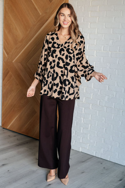 Taupe Animal Print Top