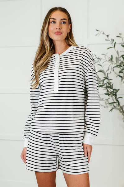 Striped Long Sleeve Top and Shorts Set