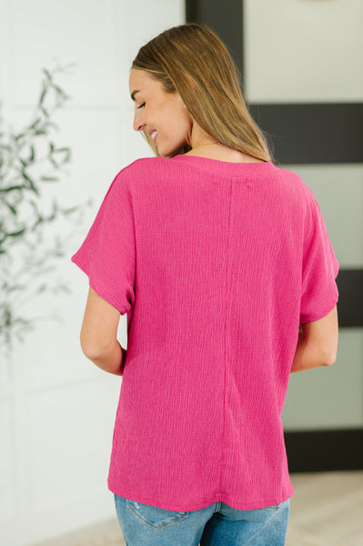 Textured V-Neck Blouse in Magenta