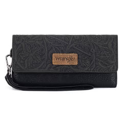 Tooled Tri-fold RFID Wallet/Wristlet