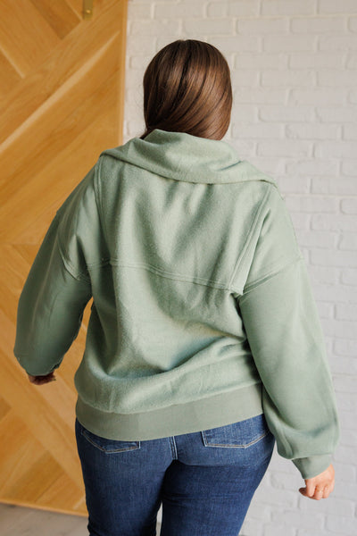 Fleece Collared Pullover with Pockets