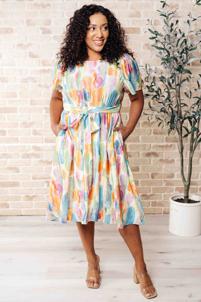 Pastel Spring Rounded Neckline Dress