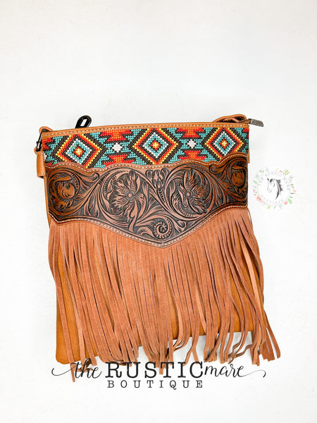 Tooled Concealed Carry Crossbody with Fringe